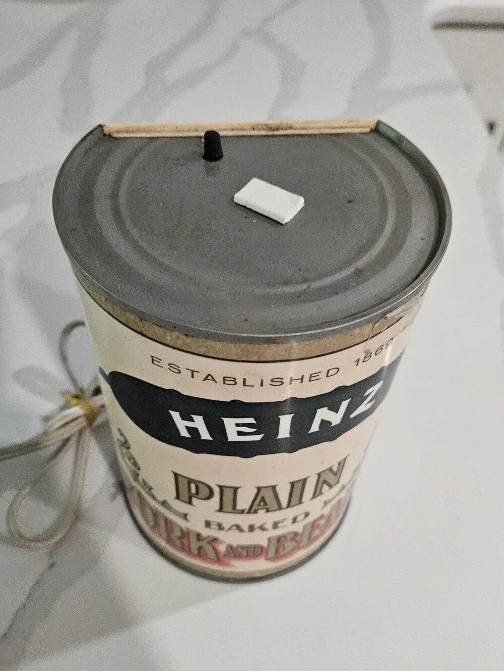 Heinz Vintage Plain Baked Beans Can - Can Opener 1960s Vintage Kitchen Old Logo